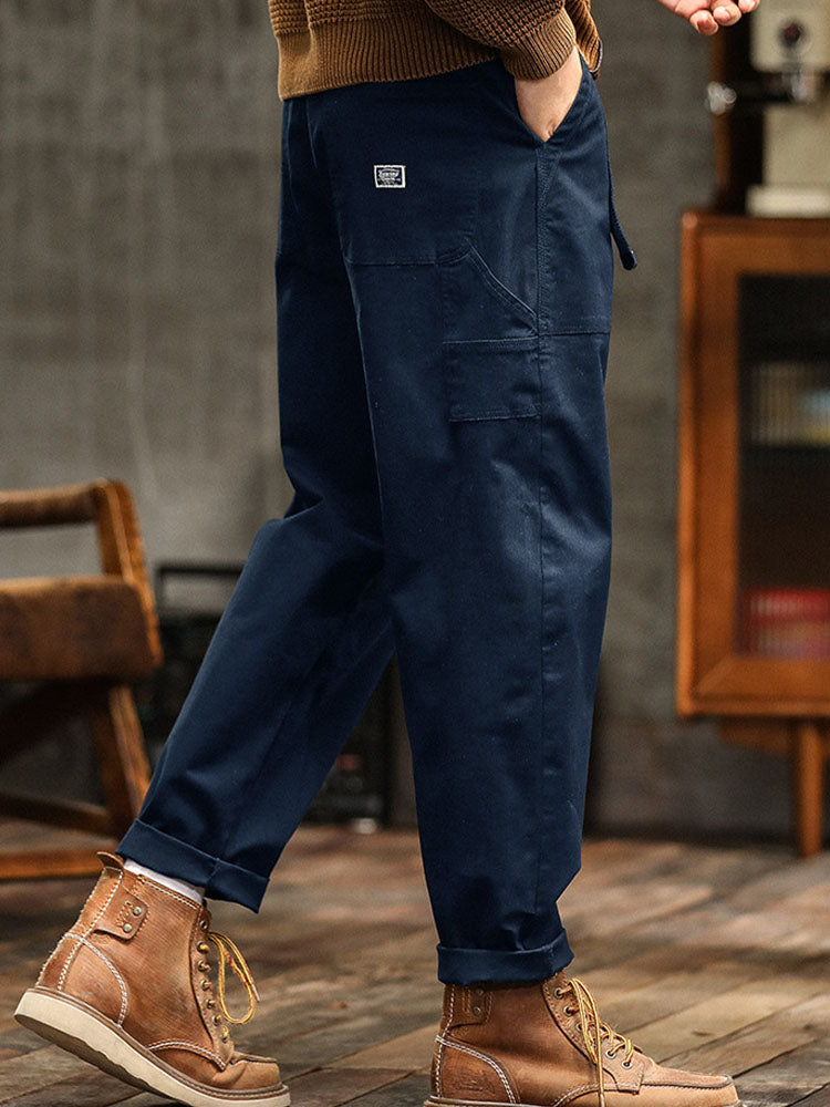 Men's Vintage Utility Pants with Pockets and Belt