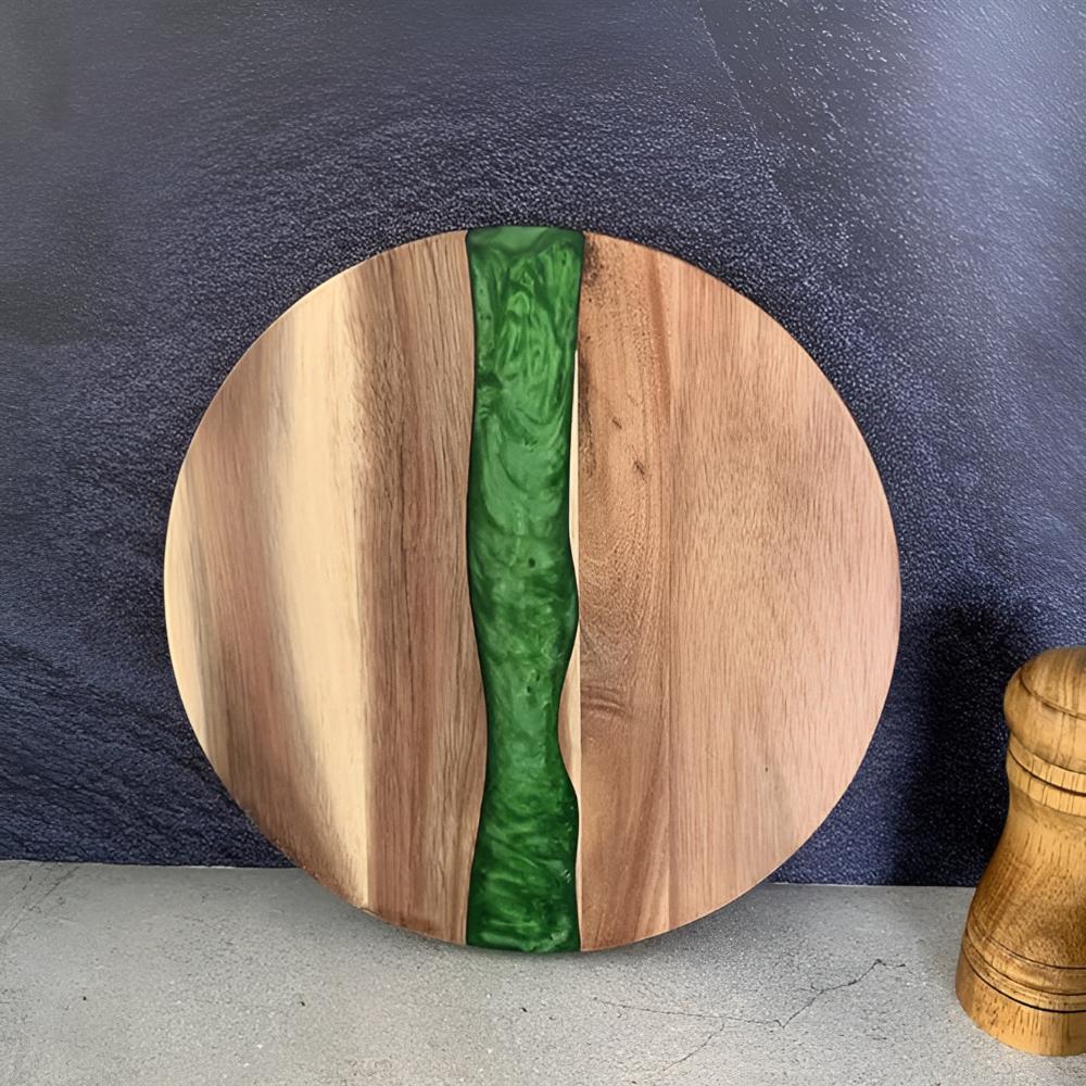 Round Acacia Wood Chopping Board with Epoxy Resin Design