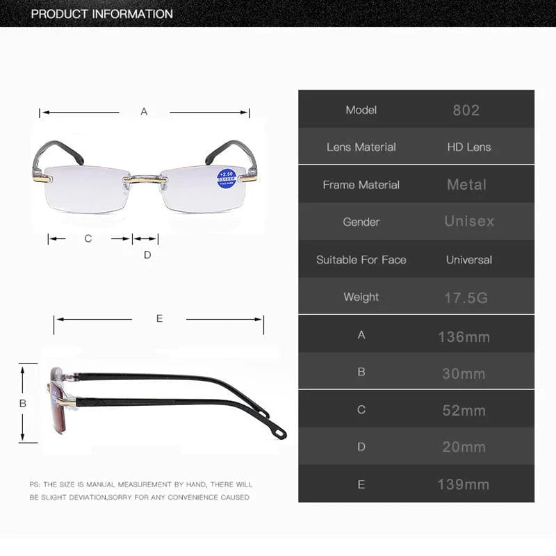 Progressive Reading Glasses with Anti-Blue Light Filter and Lightweight TR90 Frame