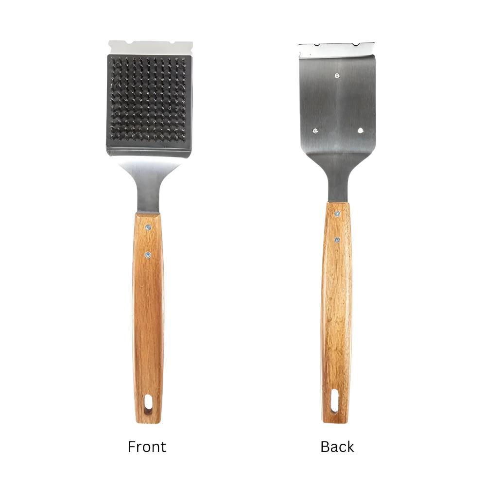 Stainless Steel Grill Brush with Ergonomic Wooden Handle
