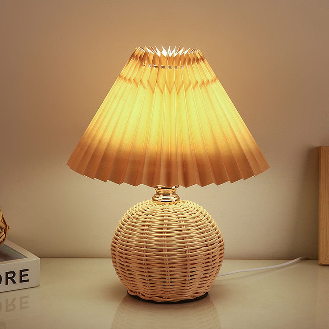 Modern Table Lamp with White Pleated Fabric Shade