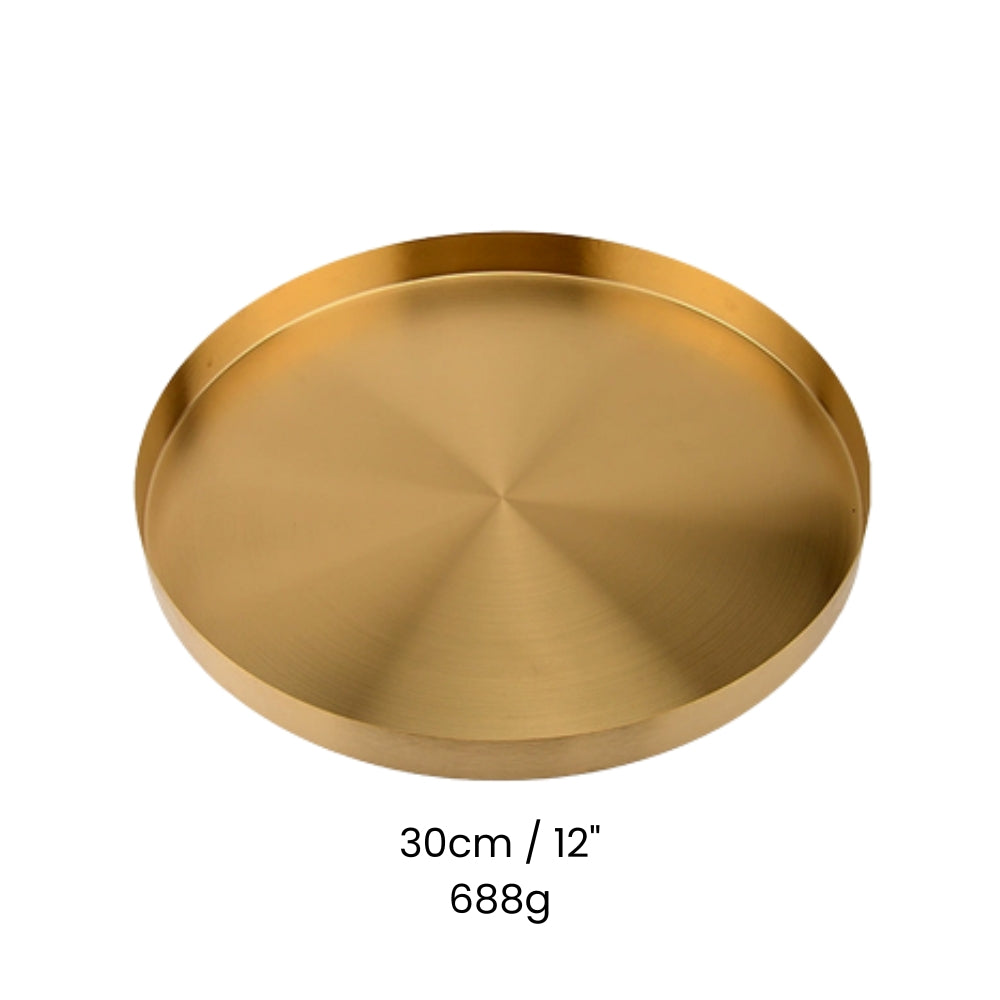Gold-Plated Stainless Steel Serving Tray