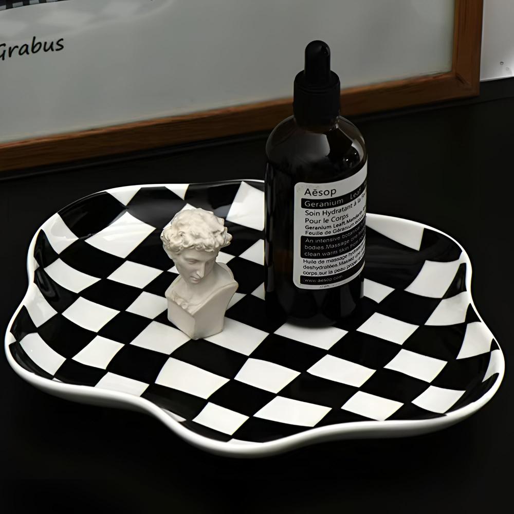 Checkered Ceramic Decorative Plate