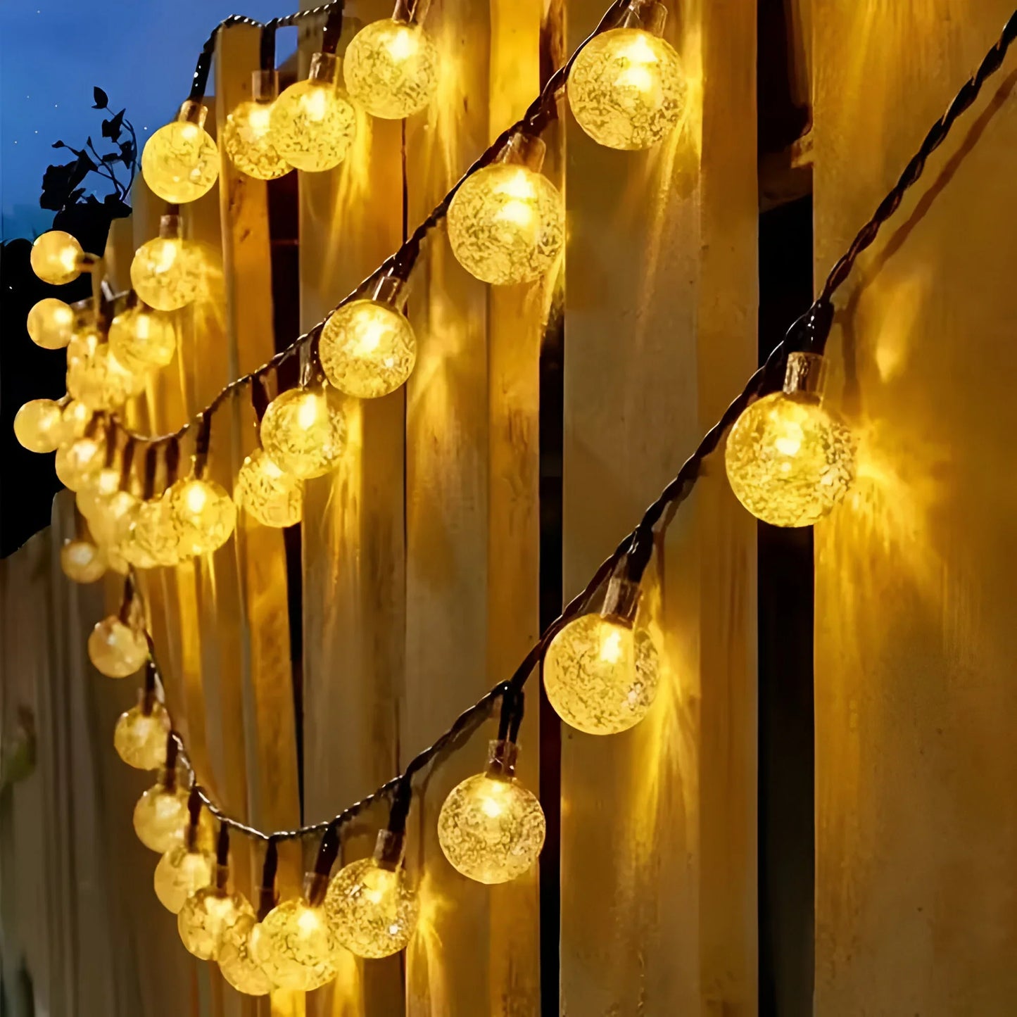 Solar-Powered Crackled Glass Garden Lights