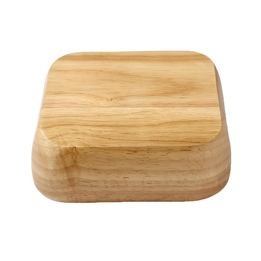Natural Rubber Wood Square Serving Bowl