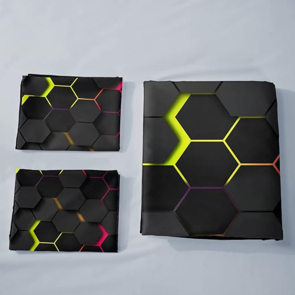 Geometric Hexagon Duvet Cover Set - 3 Piece Modern Bedding