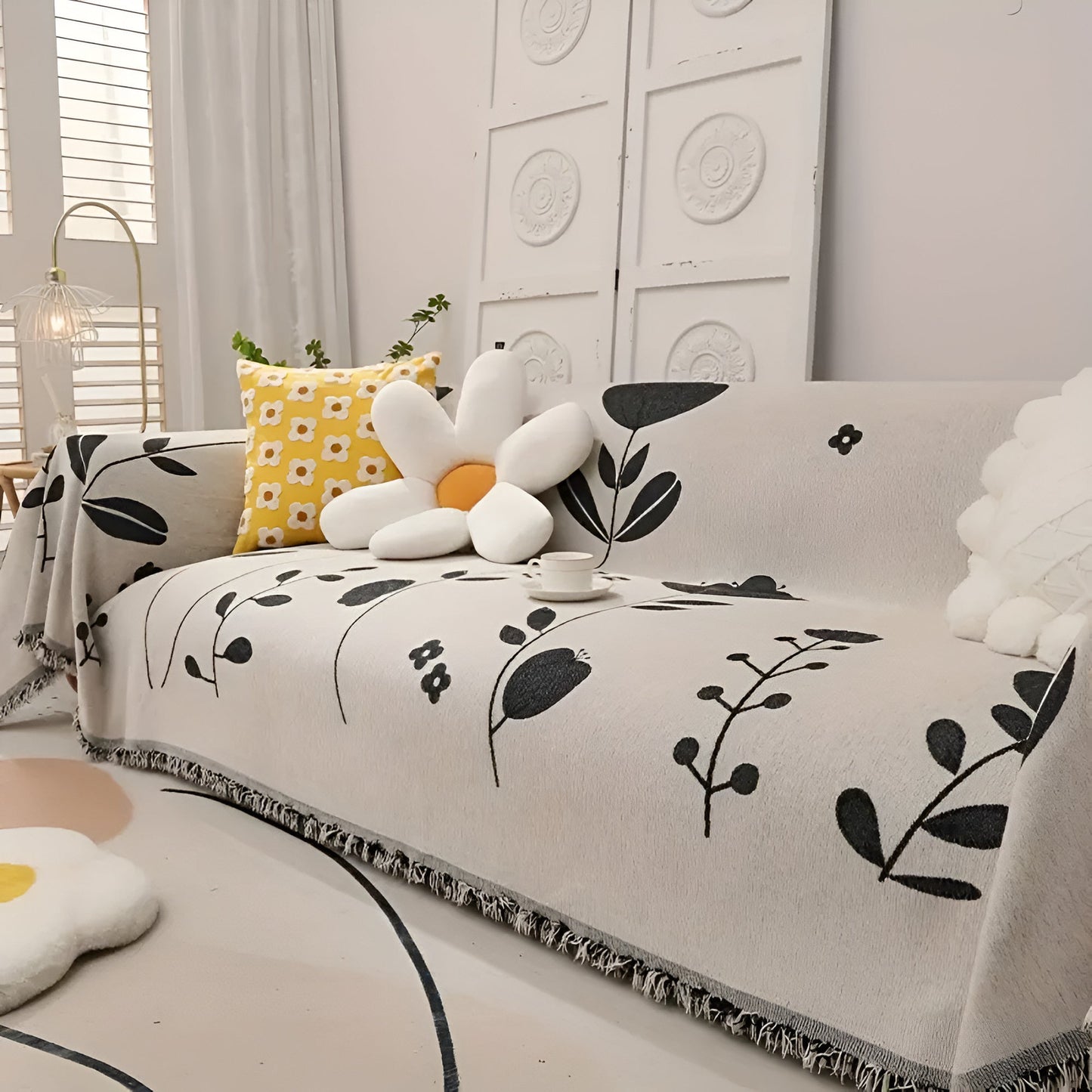 Reversible Floral Microfiber Sofa Cover