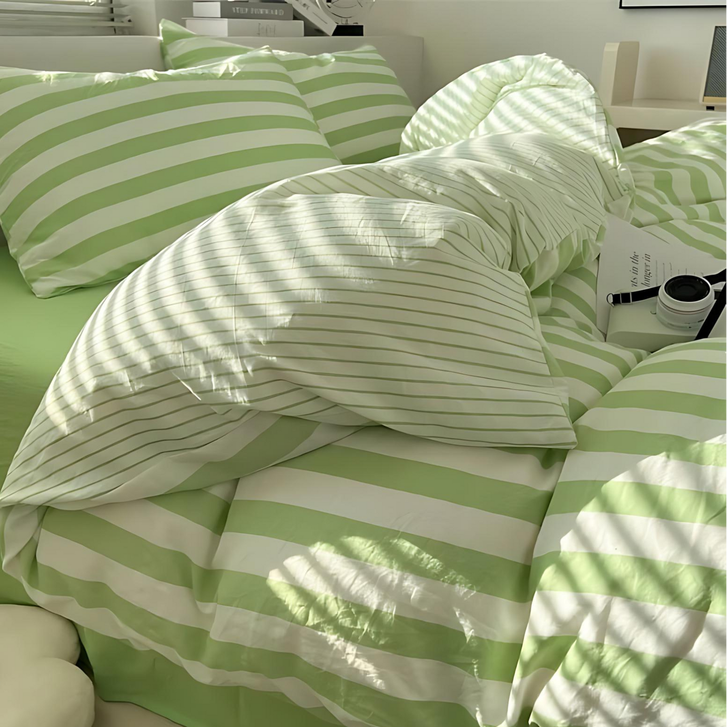 Classic Striped 4-Piece Bedding Set with Duvet Cover and Pillowcases