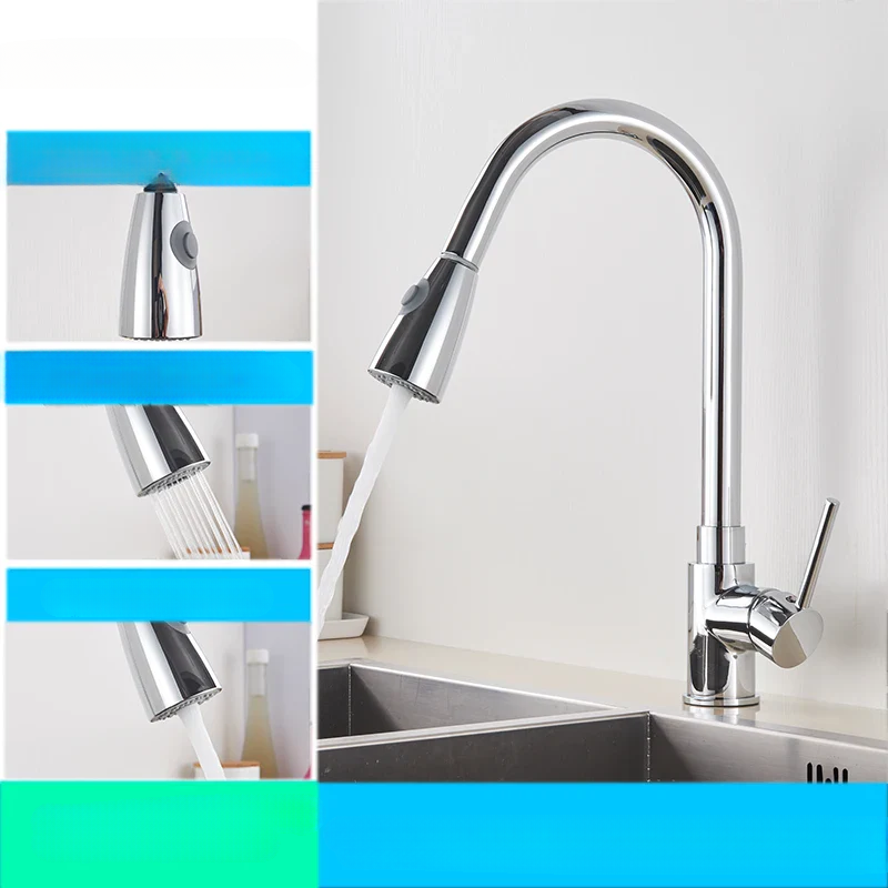 Flexible Brushed Nickel Kitchen Faucet with Rotating Spout