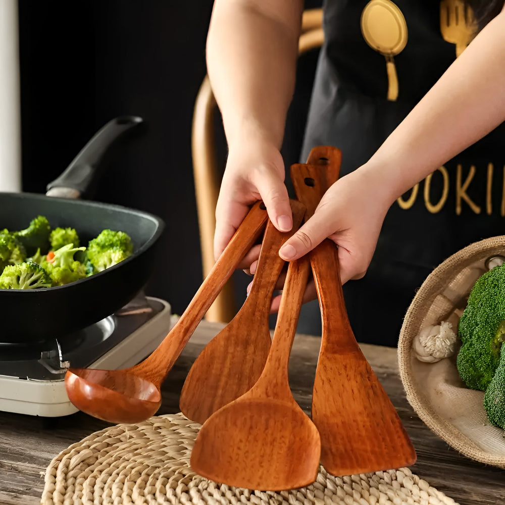 Premium Natural Hardwood Kitchen Utensil Set