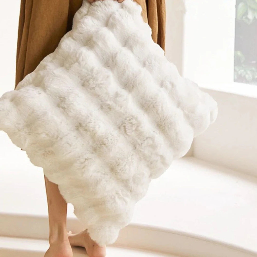 Rabbit Faux Fur Cushion Cover 20"x20" - Soft and Stylish