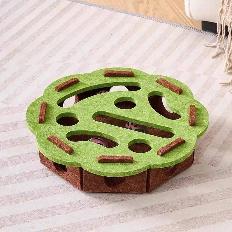 Interactive Felt Cat Puzzle Toy with Bells