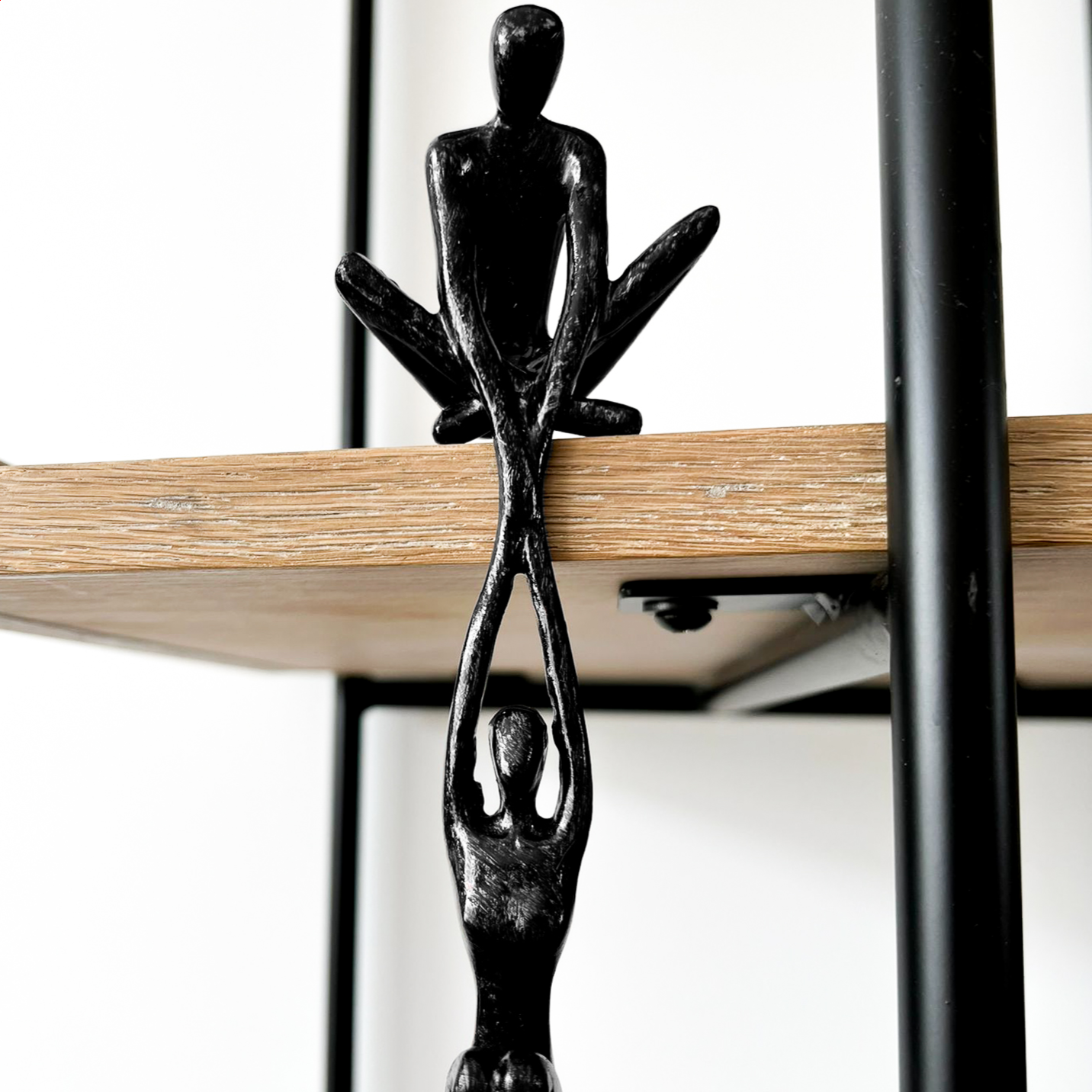 Abstract Couple Hanging Shelf Sculpture in Black Polystone