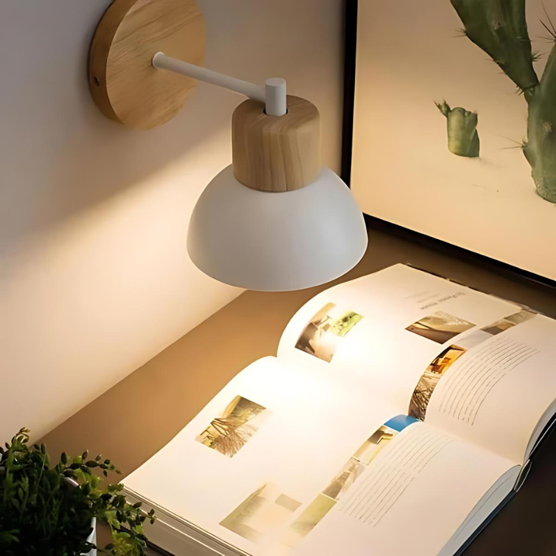 Wooden Wall Lamp with Energy-Saving LED Light
