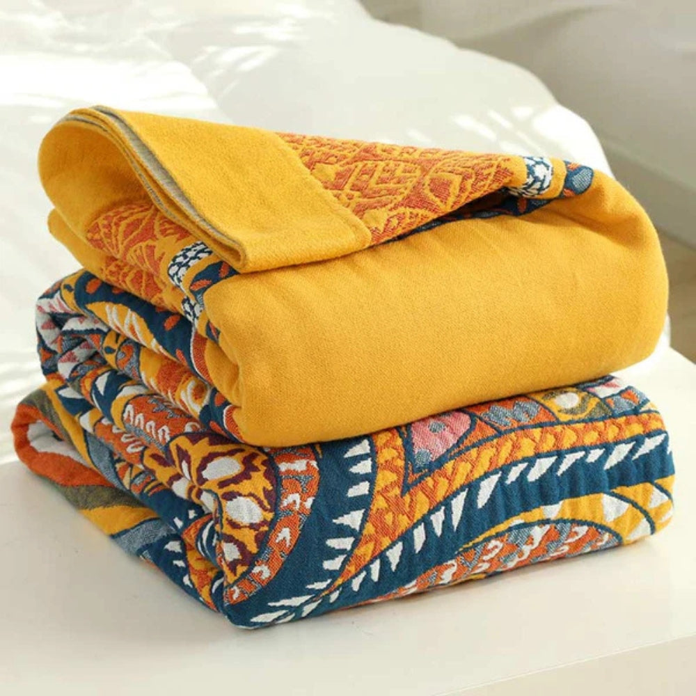 Reversible Bohemian Lotus Cotton Blanket