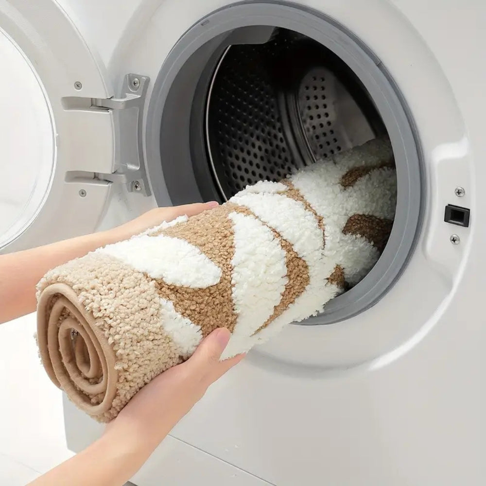 Soft Microfiber Leaf Pattern Bath Mat with Non-Slip Backing