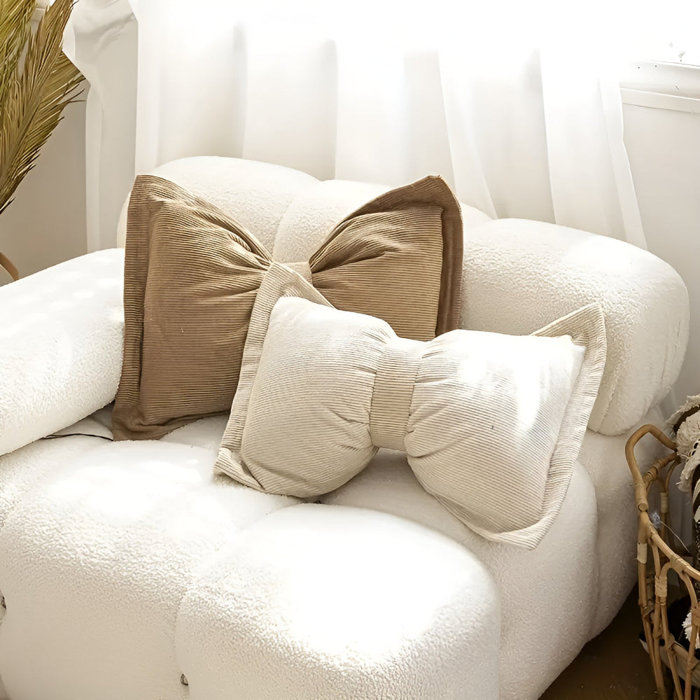 Bowknot Corduroy Decorative Cushion Pillow