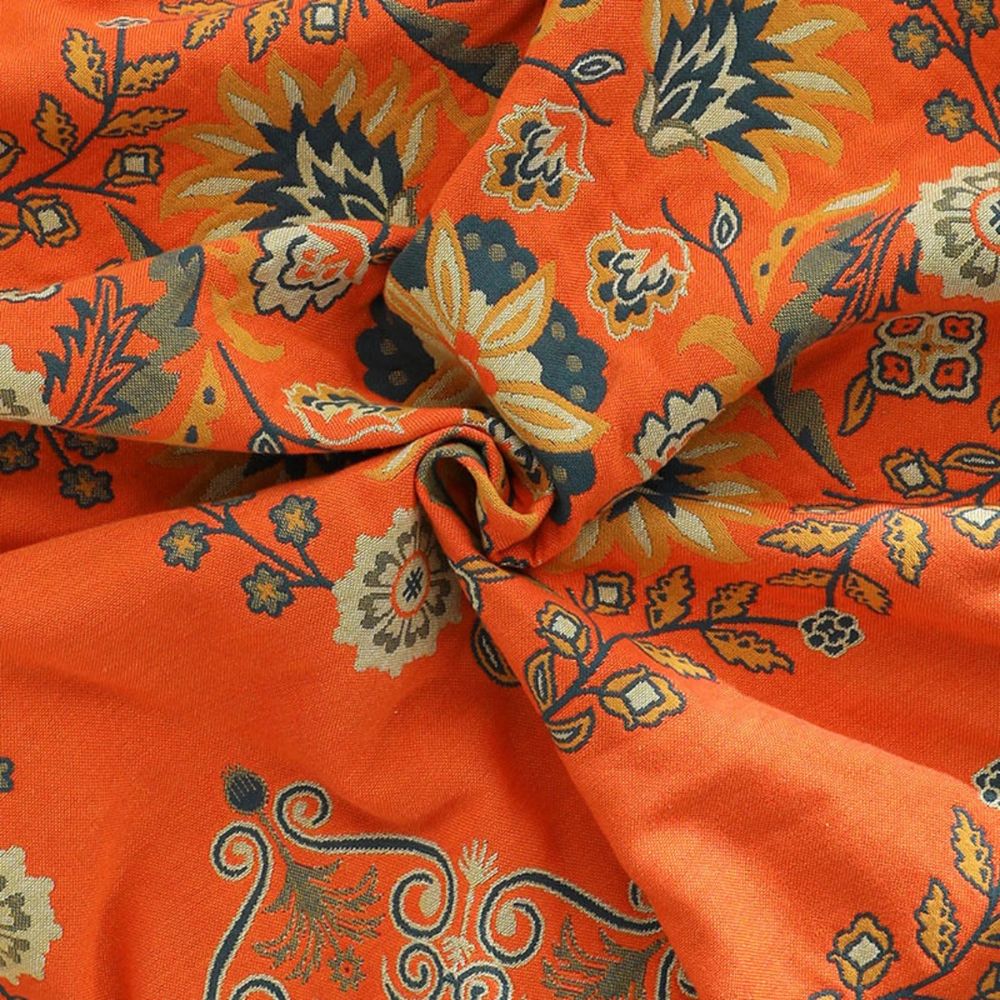 Reversible Cotton Throw Blanket with Floral Pattern