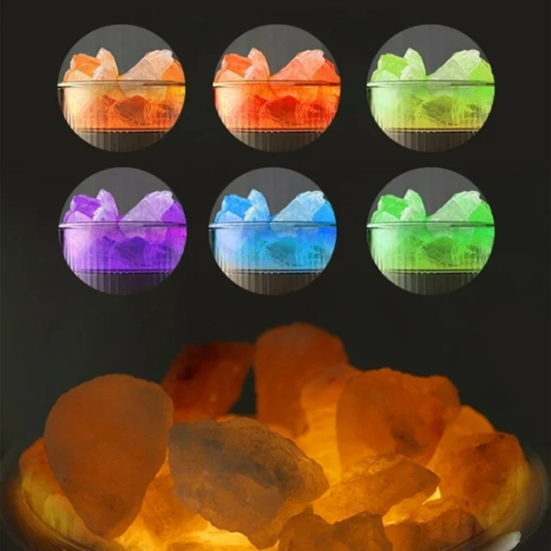 Crystal Salt Humidifier USB Aroma Diffuser with Night Light and Air Purifier