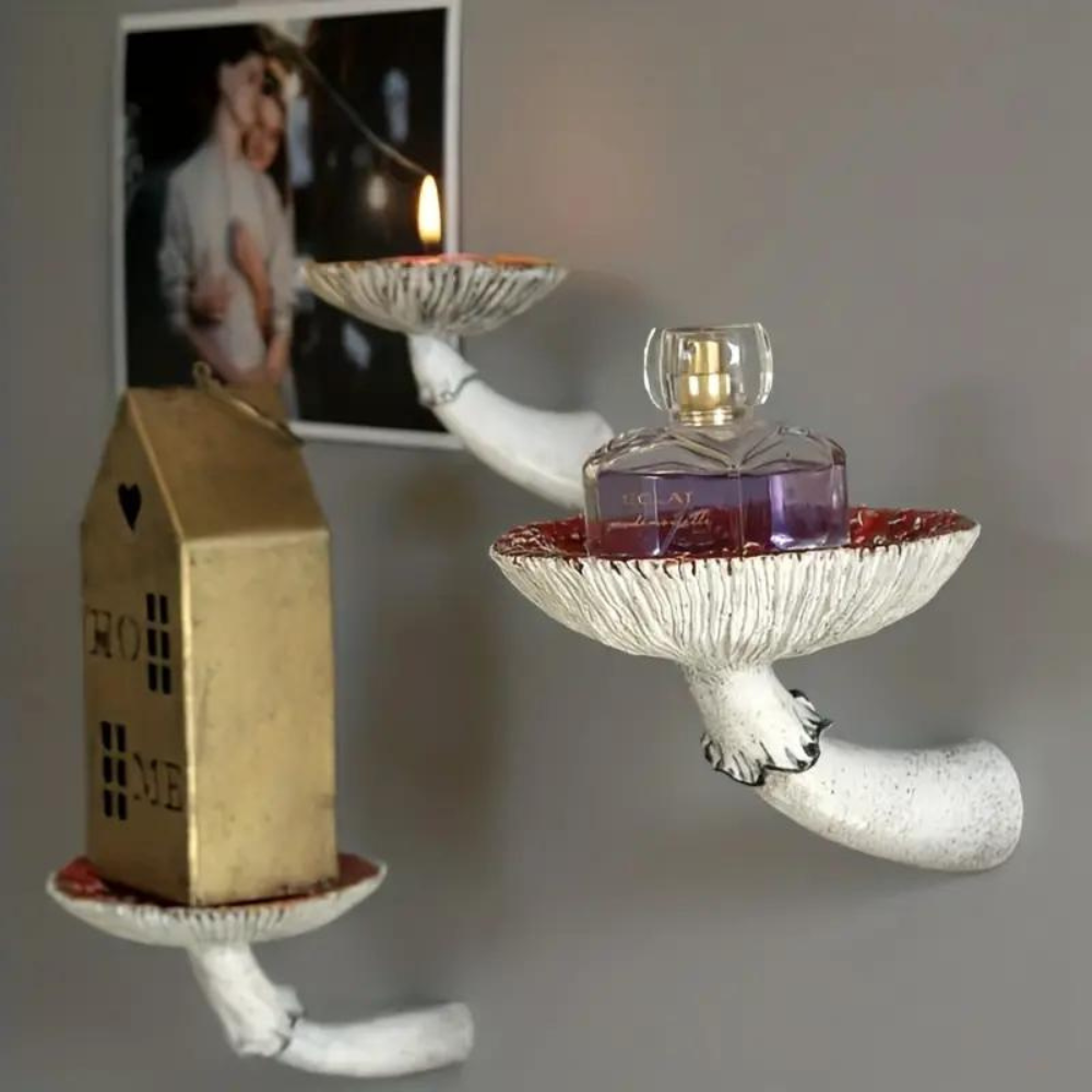 Floating Mushroom Wall Shelf - Colorful Resin Decor
