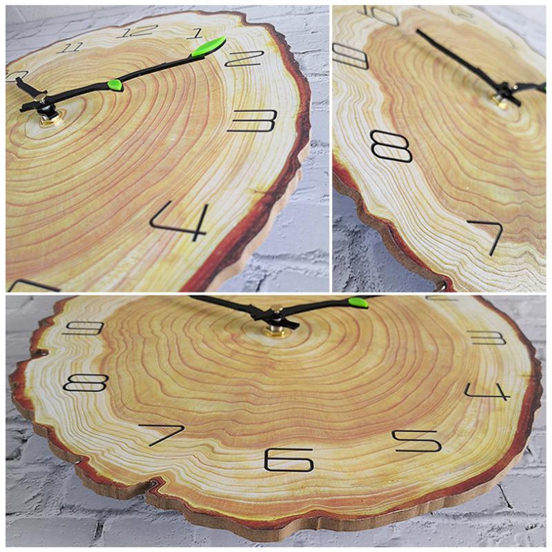 Wooden Annual Rings Wall Clock with Silent Mechanism