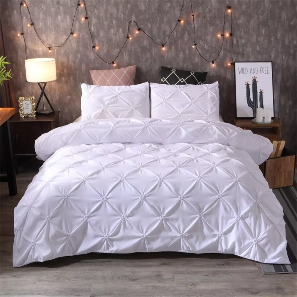 Airweave Pintuck Duvet Cover Set with Pillowcases - 3 Piece Microfiber Bedding