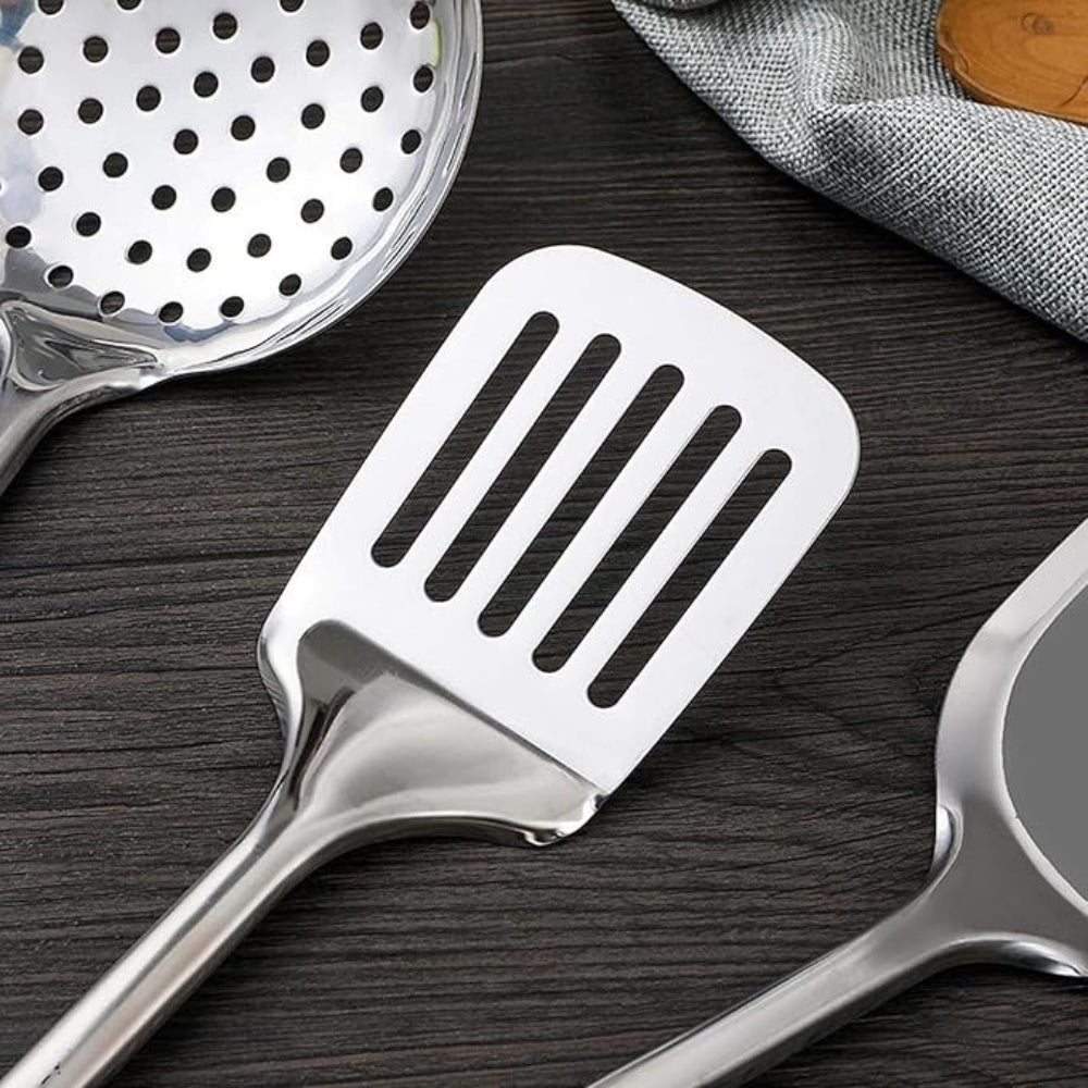 Stainless Steel Cooking Utensil Set with Ergonomic Handles