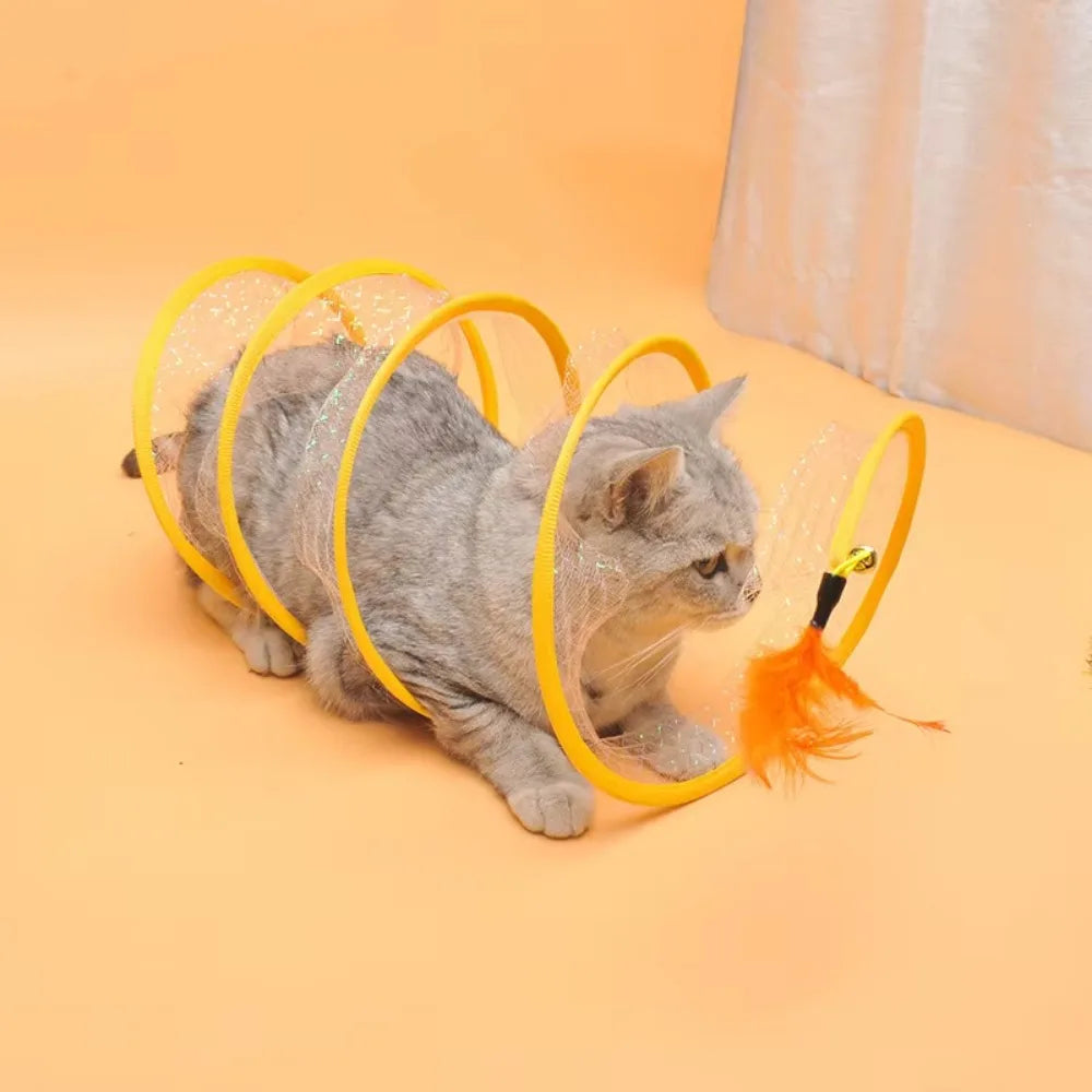 Collapsible S-Type Cat Tunnel with Crinkle Paper and Built-In Balls