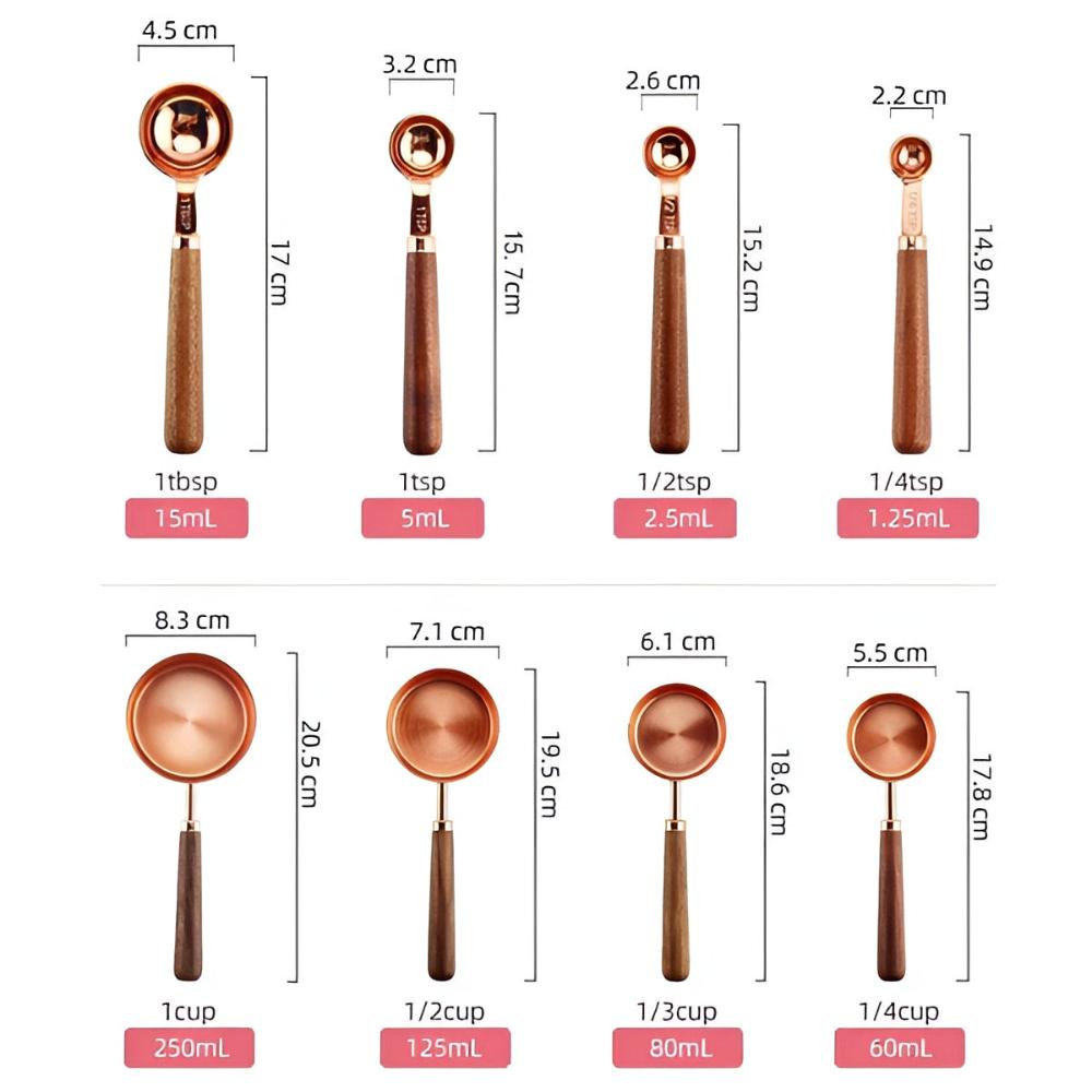 Copper-Plated Stainless Steel Measuring Cups and Spoons Set