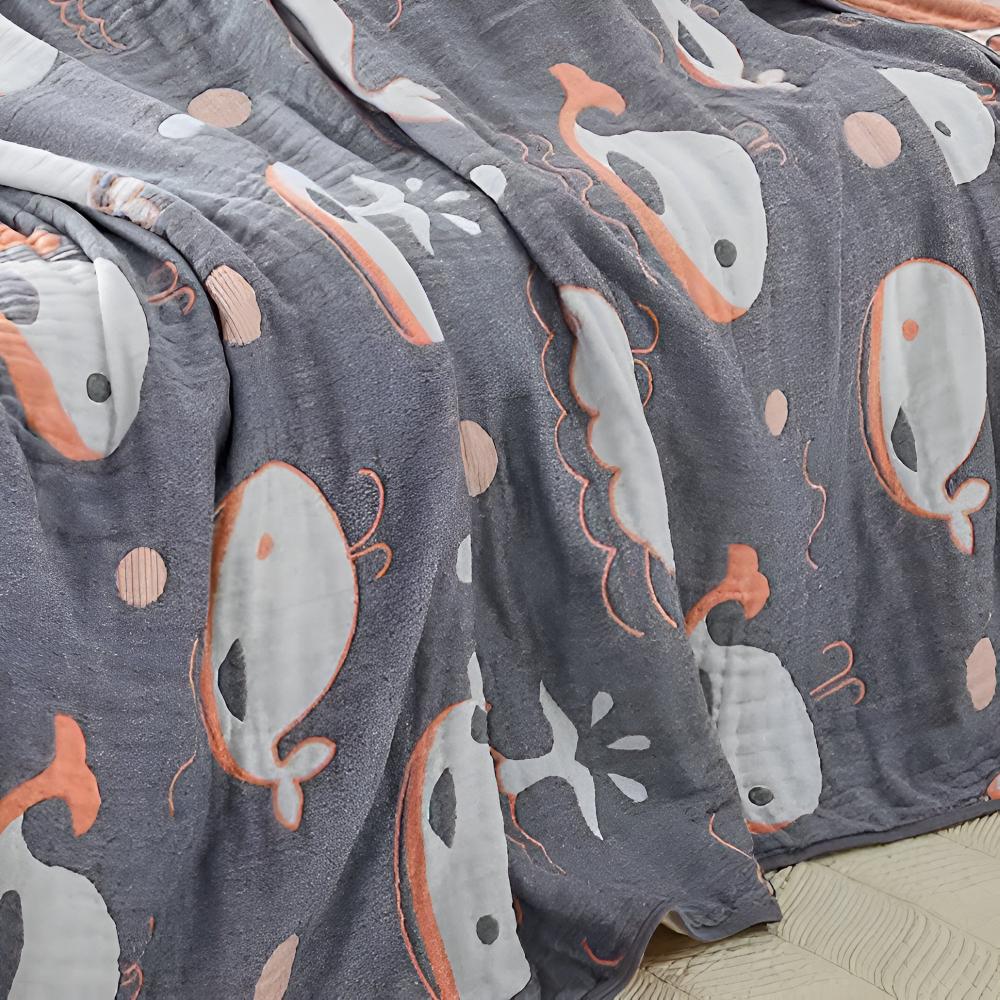 Whale Print Organic Cotton Blanket