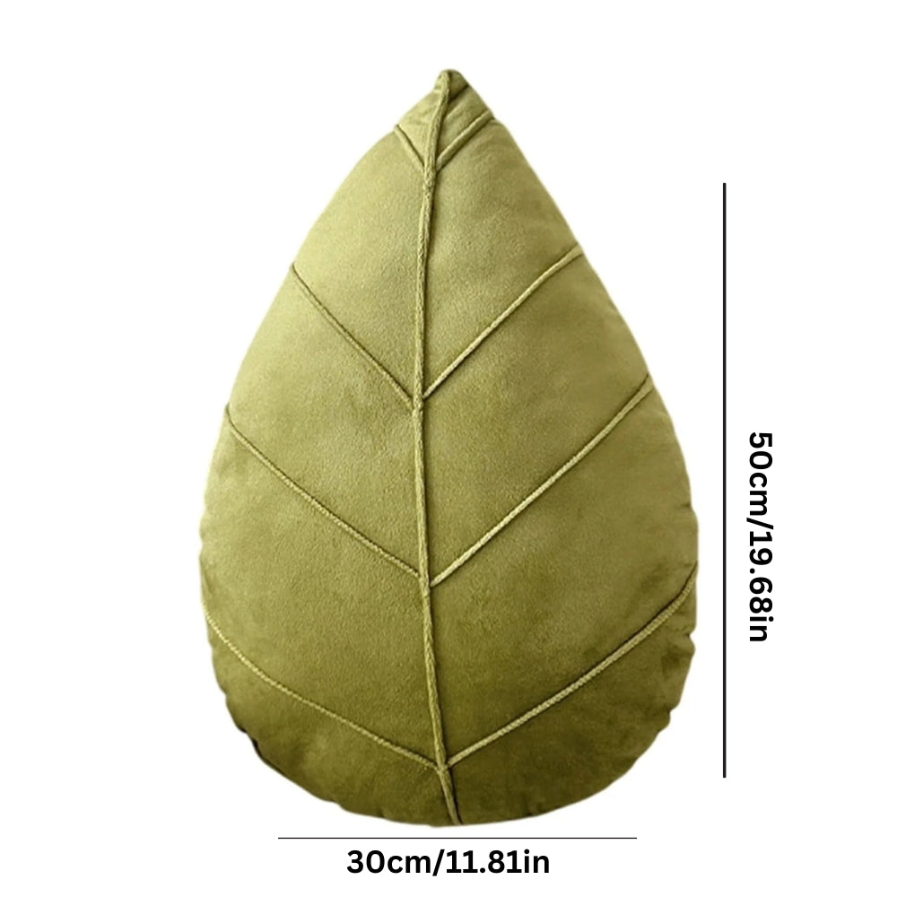 Leaf Shaped Plush Microfiber Cushion in Lush Green