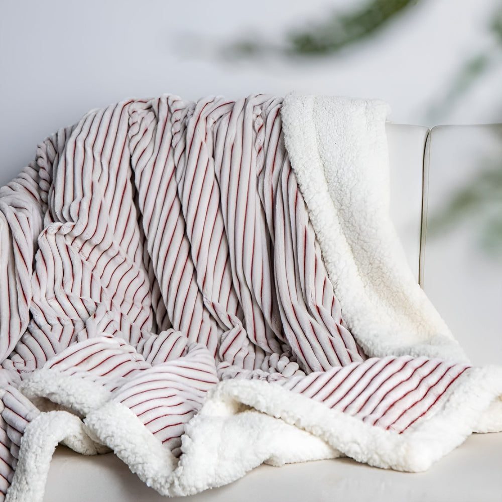 Double-Sided Fluffy Stripes Sherpa Blanket