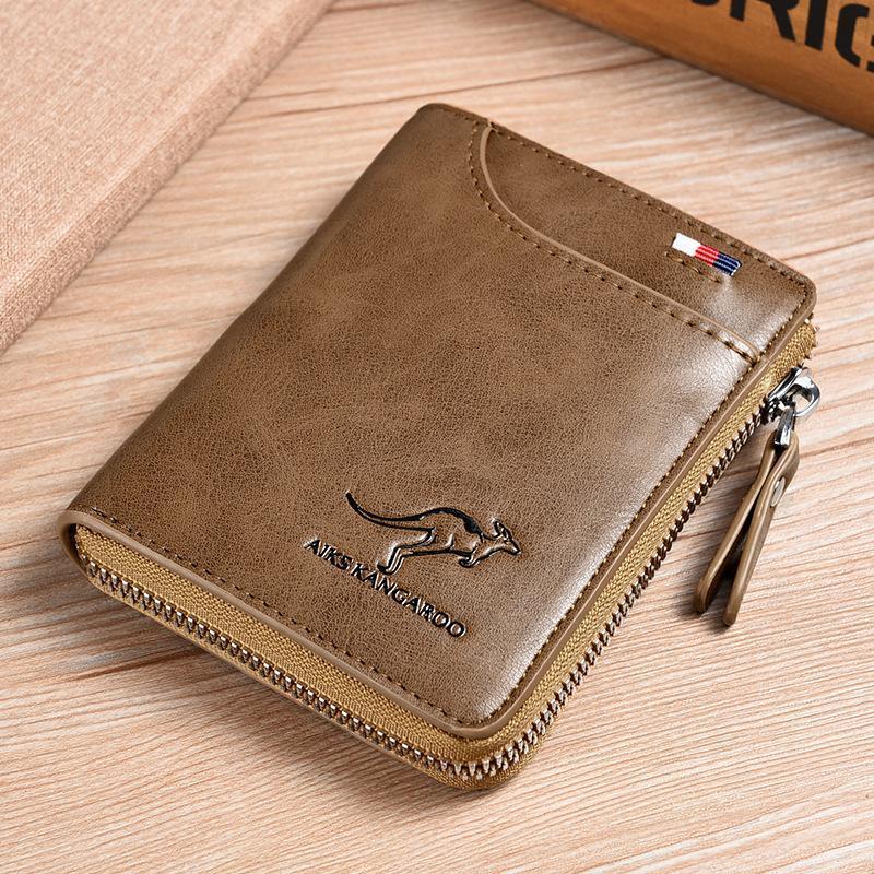 Compact RFID Wallet with Zip Closure for Cards and Cash