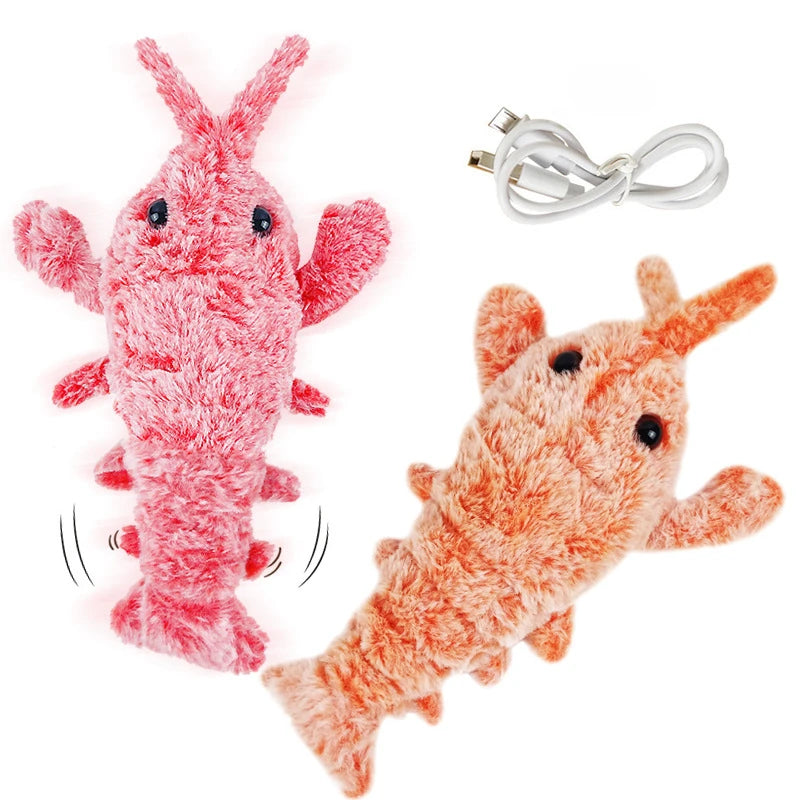 Interactive Plush Electric Jumping Shrimp Toy for Cats and Small Dogs