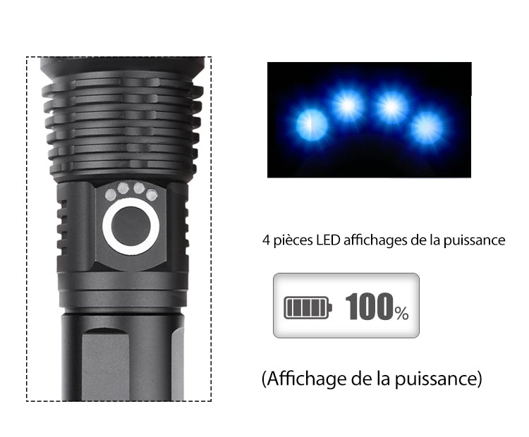Rechargeable LED Tactical Flashlight 90000 Lumens Waterproof Aluminum Alloy