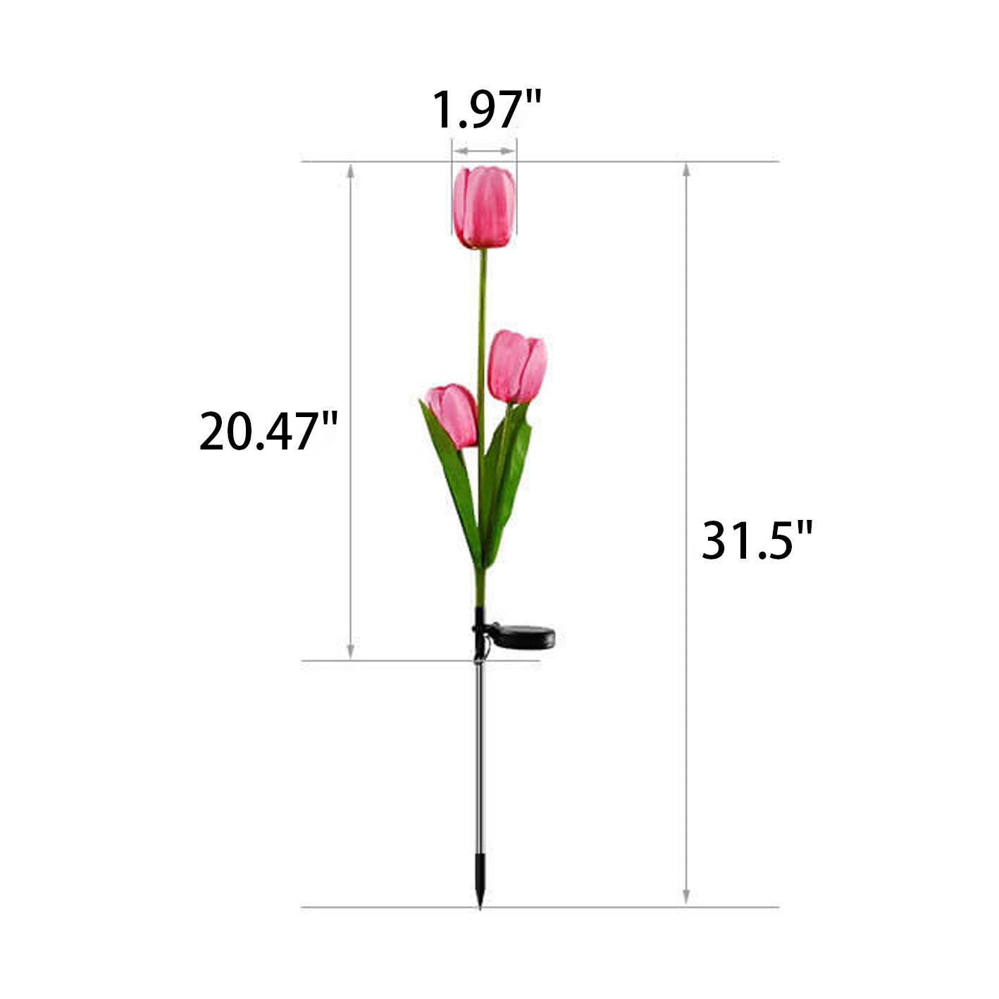Solar LED Tulip Flower Garden Light Stake - Pink & Green