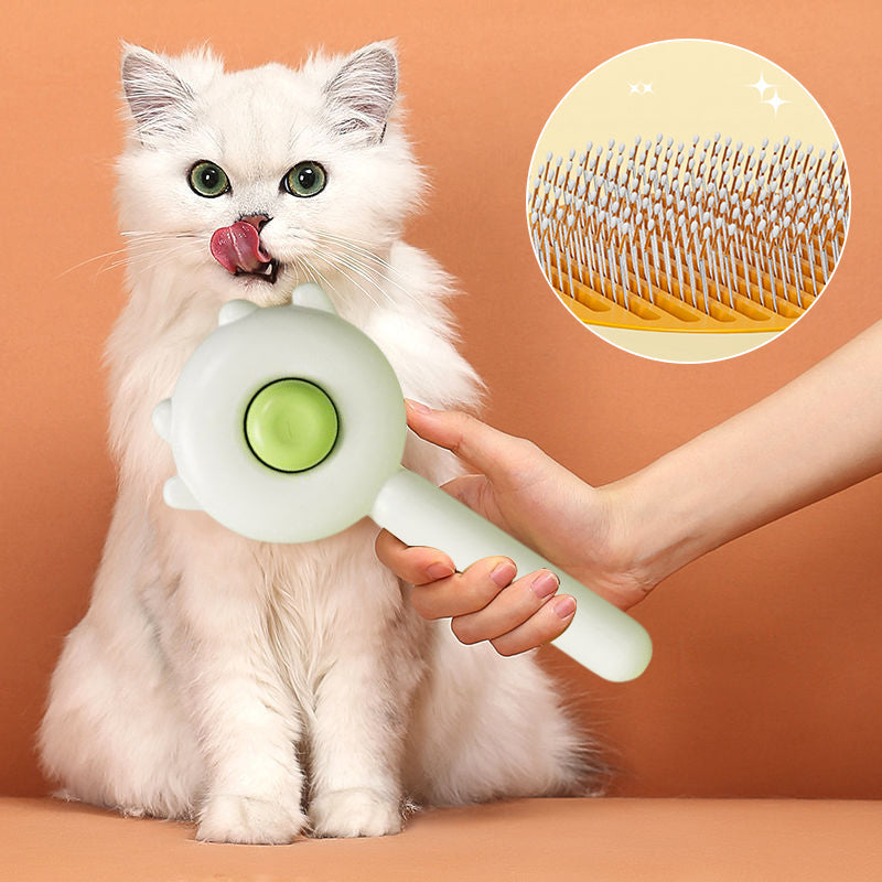 Pet Grooming Brush with Retractable Bristles - Pumpkin Design