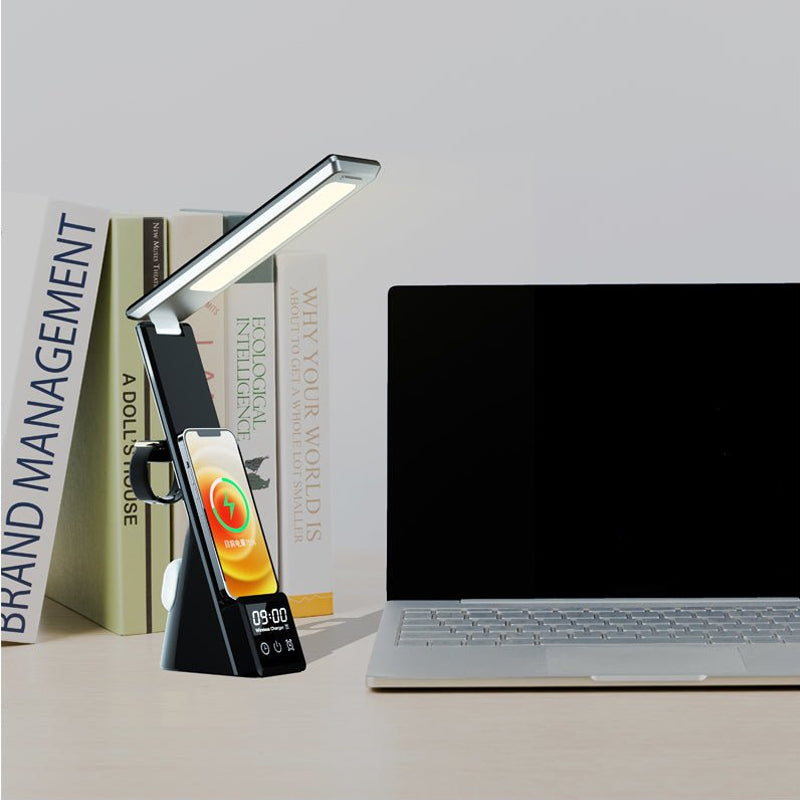 Multi-Function LED Desk Lamp with Wireless Charger and Alarm Clock