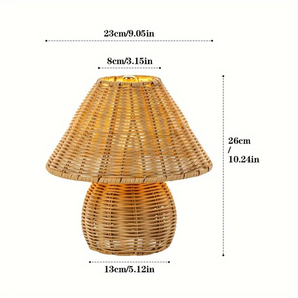 Handcrafted Rattan Table Lamp with Natural Texture
