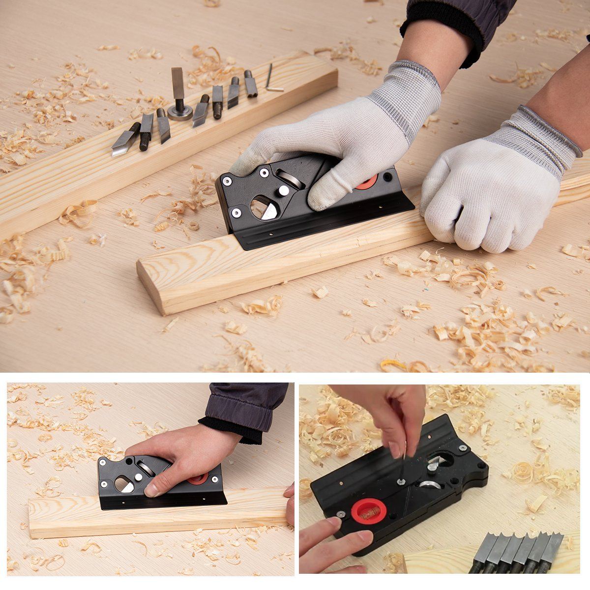 Adjustable Wood Planer Set with Carbon Steel Blades