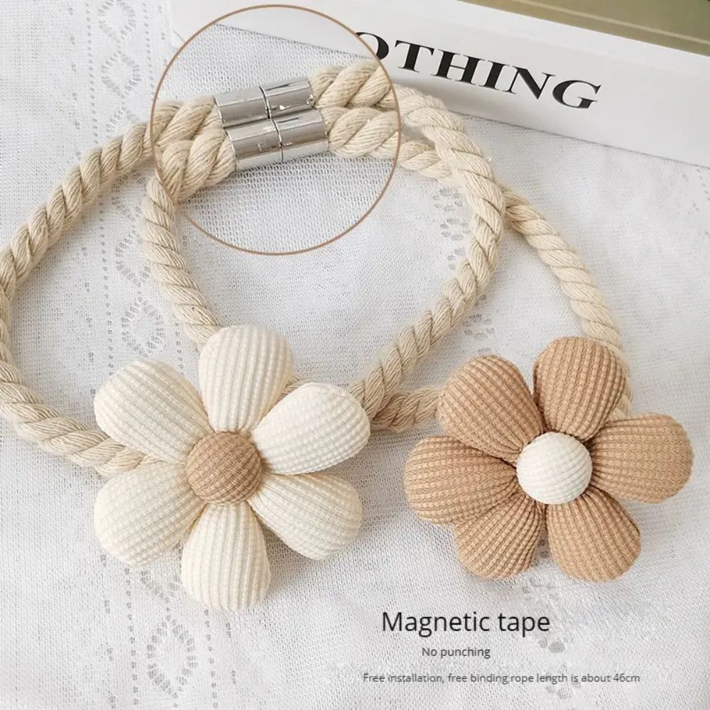 Delicate Magnetic Flower Curtain Tie Backs - 2 Piece Set