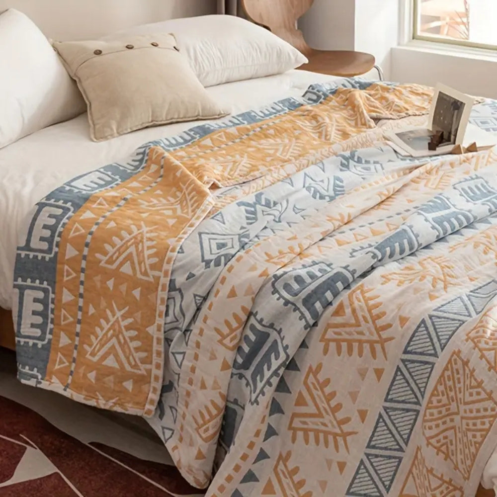 Pure Cotton Aztec Geometric Throw Blanket