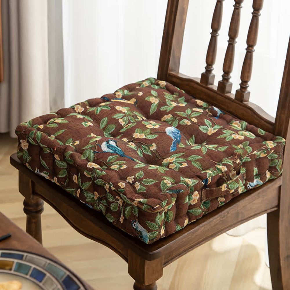 Whimsical Bird and Leaf Outdoor Cushion