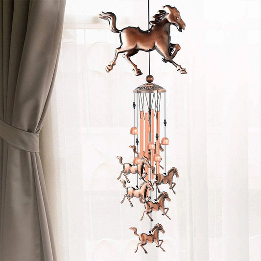 Decorative Metal Wind Chime with Horse Figurines for Garden and Balcony
