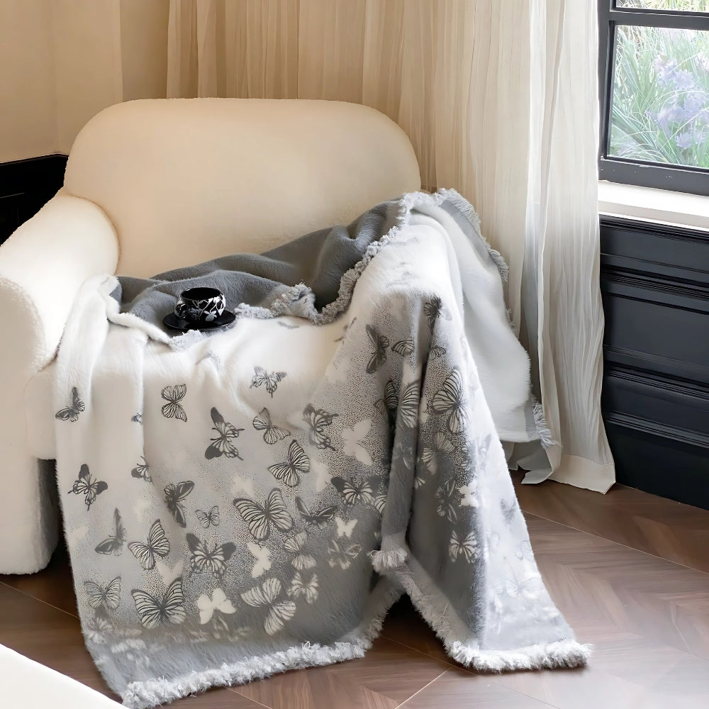 Oriental-Inspired Jacquard Mink Blanket