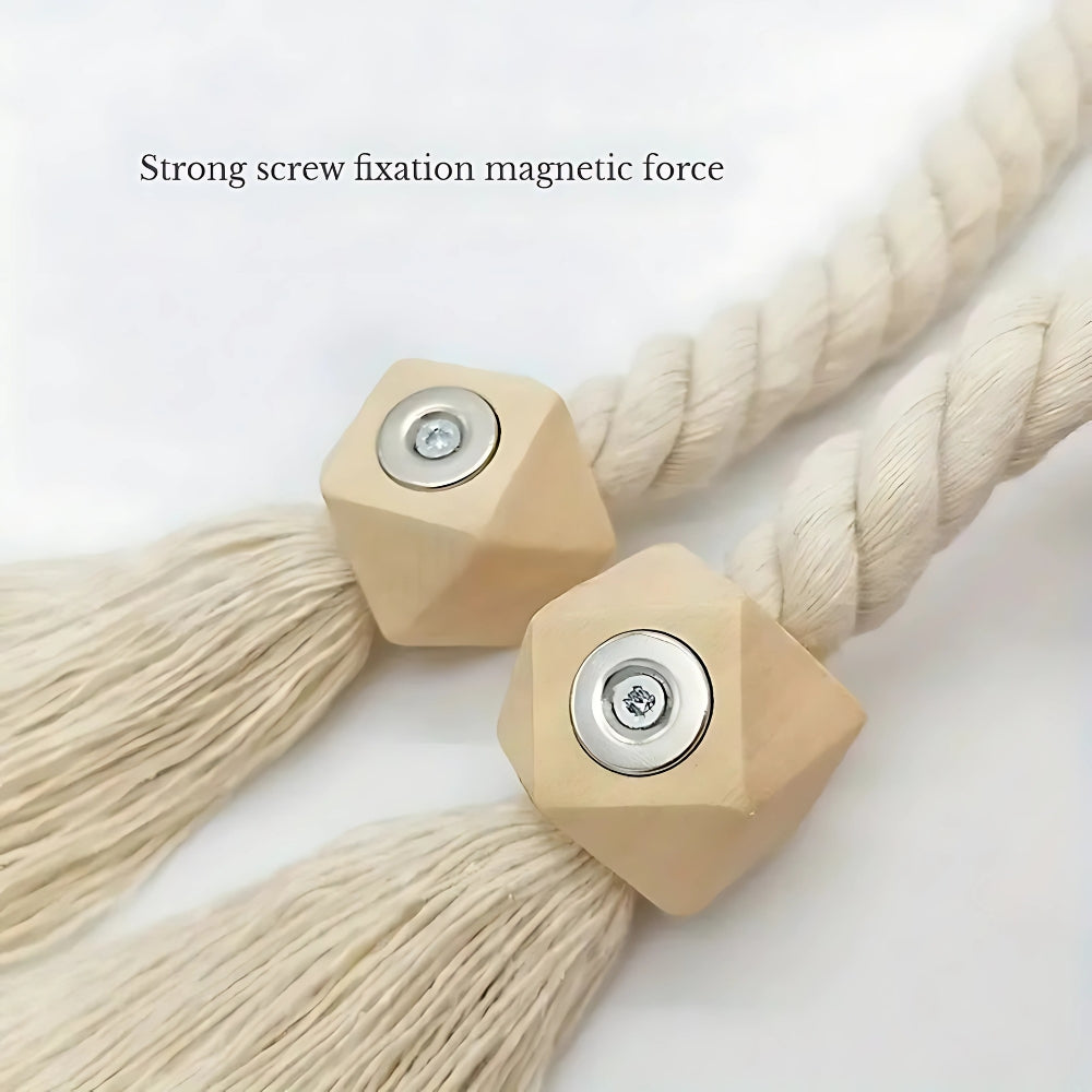 Wooden Bead Tassel Curtain Tie-Back Set