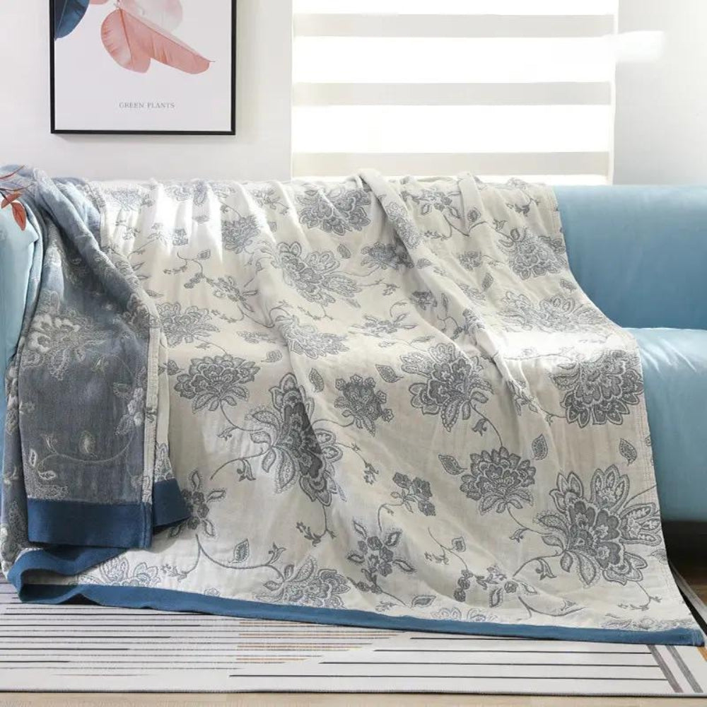 100% Cotton Floral Gauze Throw Blanket