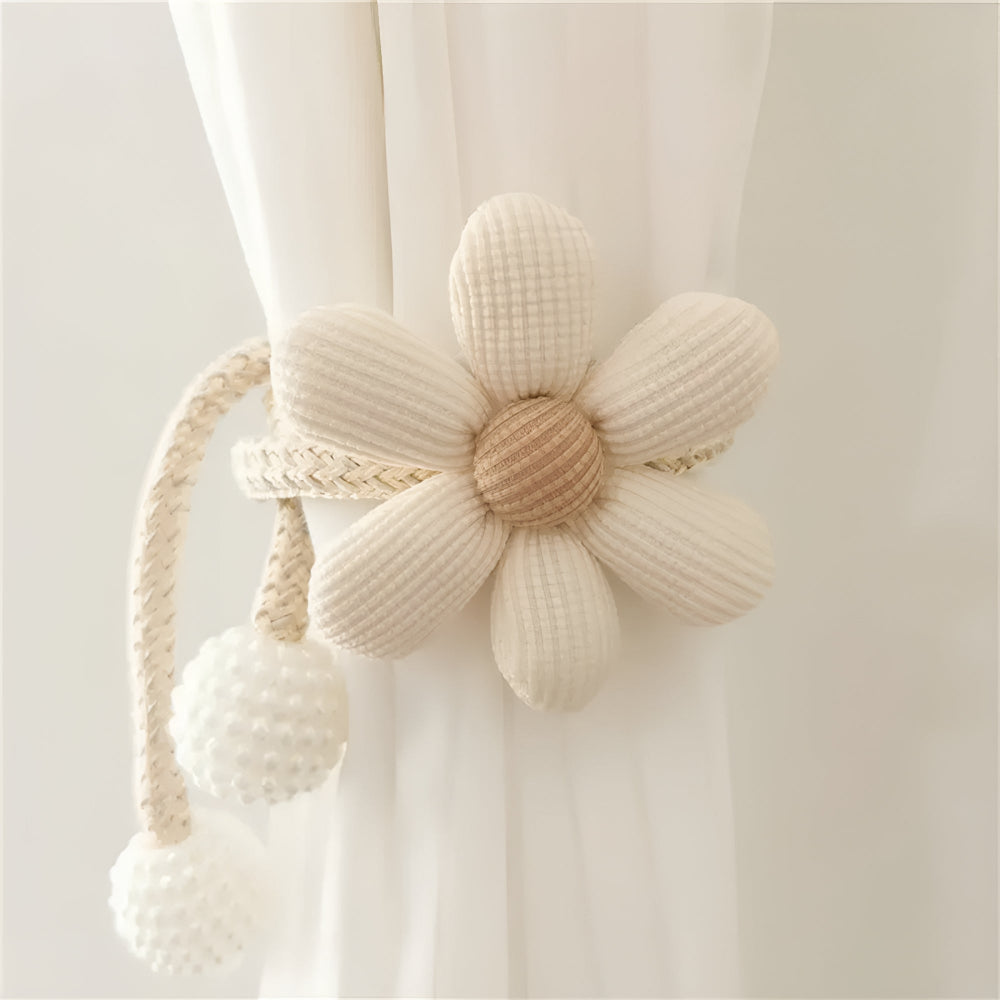 Embroidered Flower Curtain Tiebacks with Pearl Buckle