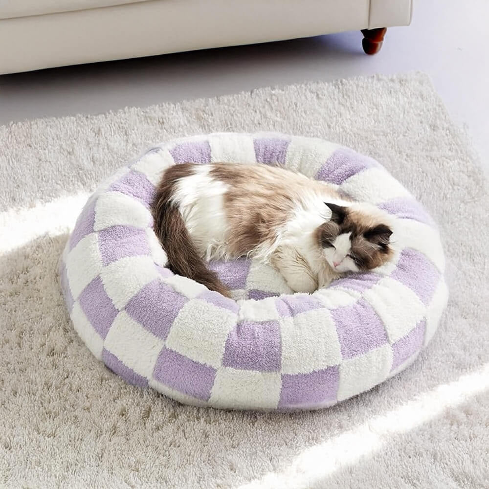 Orthopedic Floral Checkerboard Pet Bed