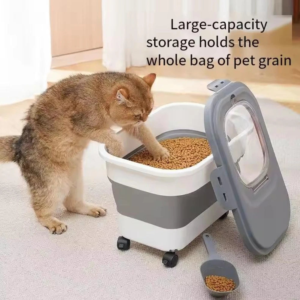 Foldable Food Storage Container with Wheels and Airtight Lid